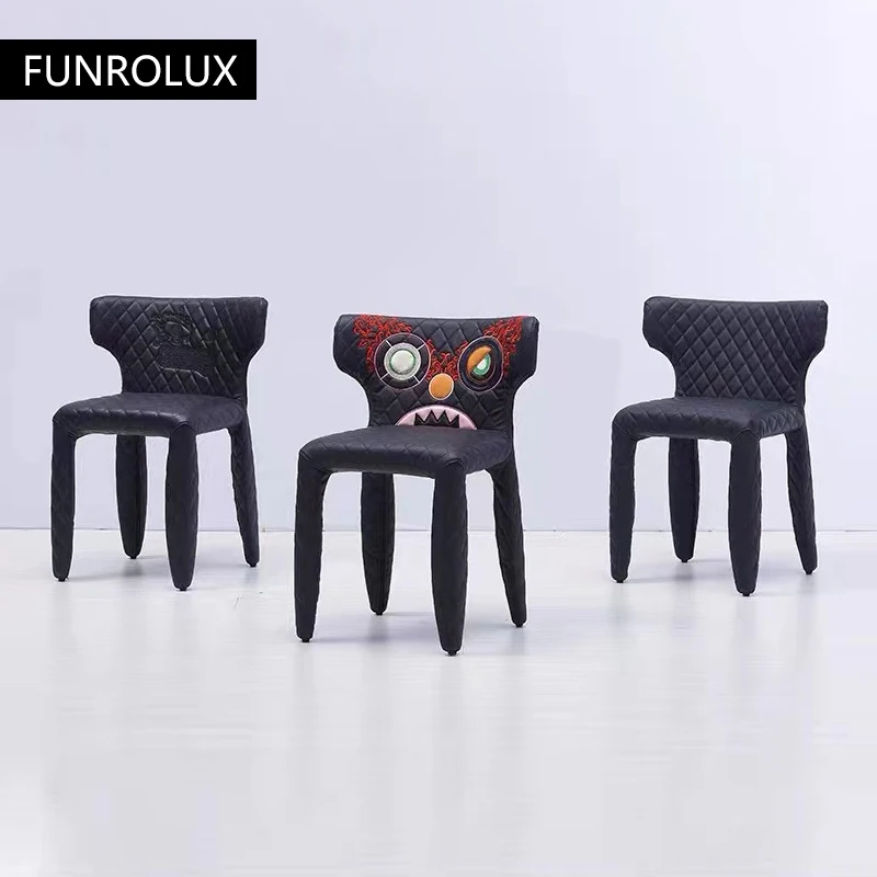 Modern Personality Embroidery Leisure Chair Simple Creative Dining Chair Household Chair Office Conference Chair