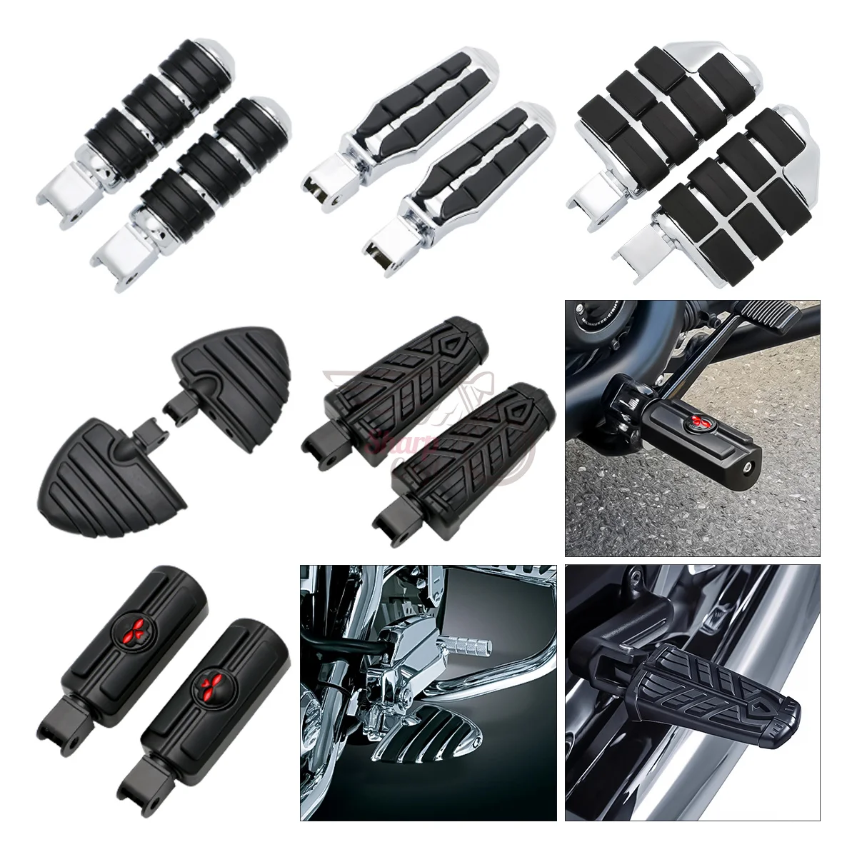 For Honda Shadow 1100 VT1100 Sabre Spirit 1999-2007 Motorcycle Front Rider & Rear Passenger Footboards Foot Pegs Footrests Pedal