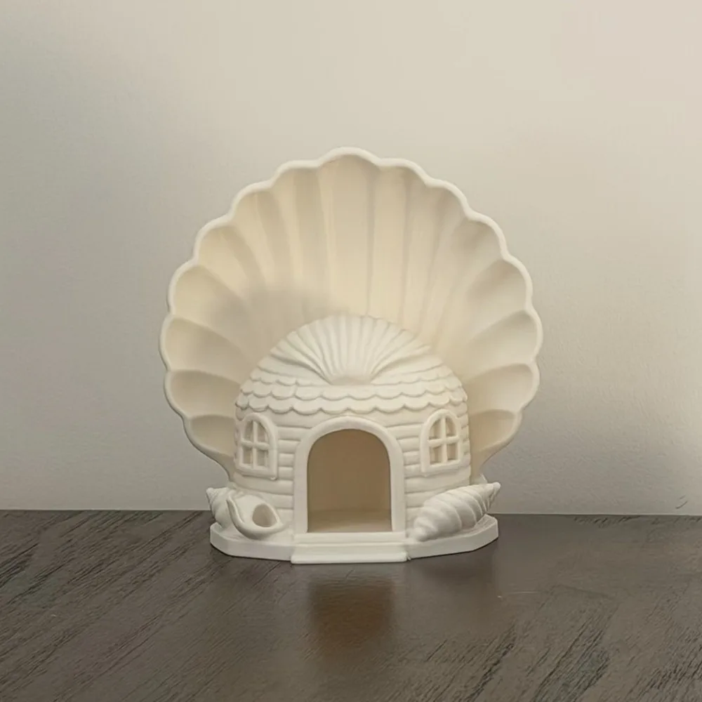 3D Printed Fish Hiding House Plastic Seashell Shaped Betta Shelter Natural Look Breathable Fish Tank Hideaway Living Room