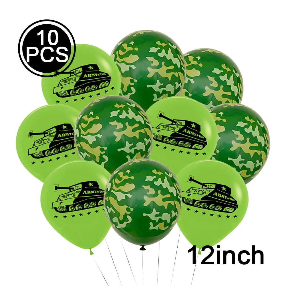 Camouflage Latex Balloons Army Green Globos Military Theme Birthday Party Decoration Tank Ballon Baby Shower Kids Party Supplies