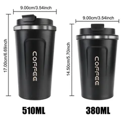 Thermo Cafe Car Thermos Mug for Tea Water Coffee Leak_Proof Travel Thermo Cup Coffee Mug 380/510ML Double Stainless Steel