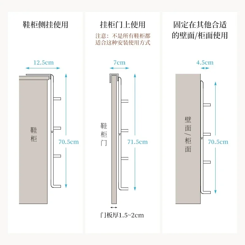 Side Hanging Slipper Rack Metal Wall Hanging Shoe Organizer Simple Household Door Frame Shoe Rack for Space-Saving Storage