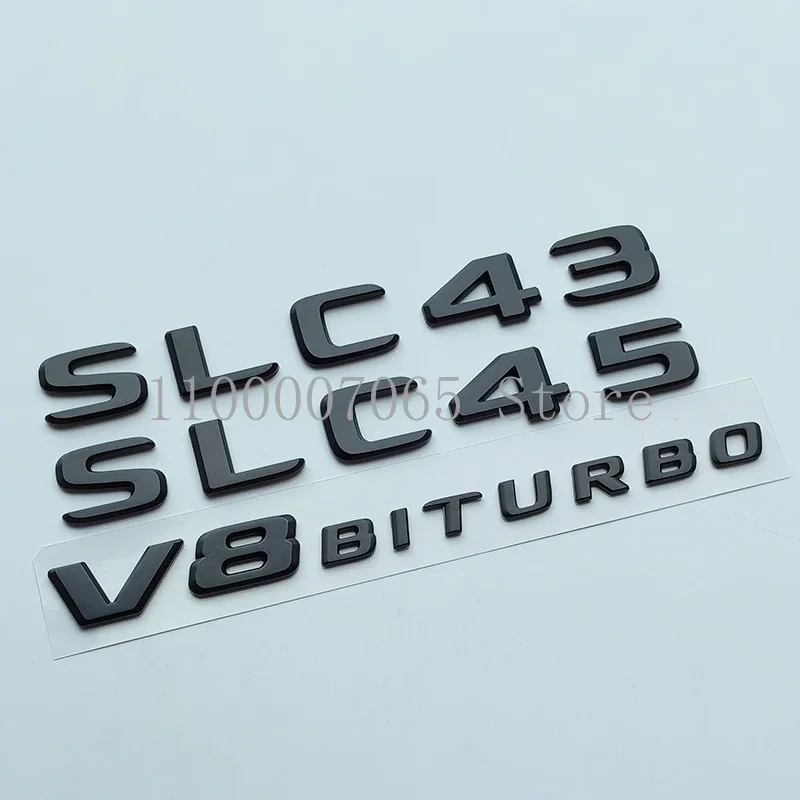 2017 Matte Black Letters SLC43 SLC45 V8 Biturbo Emblem for SLC R172 Car Fender Trunk Nameplate Logo Sticker