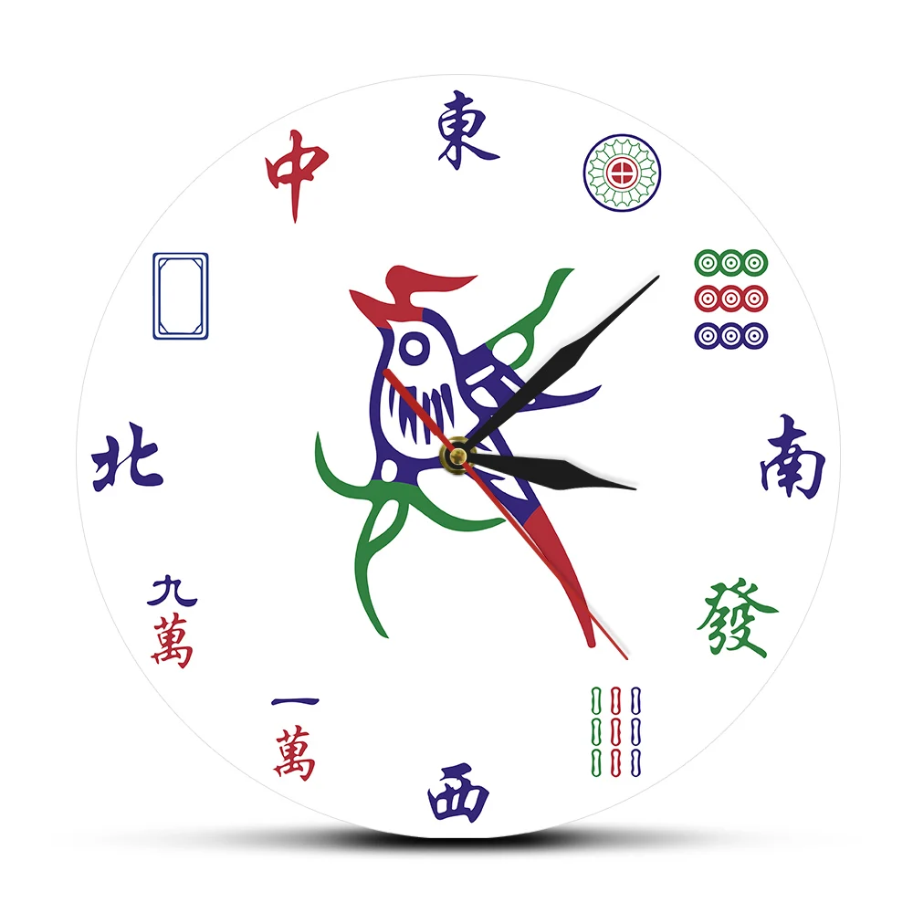 Thirteen Orphans Mahjong Wall Clock For Gamble Playroom Mind Tiles Art Clock Solitaire Board Game Hanging Timepieces Wall Watch