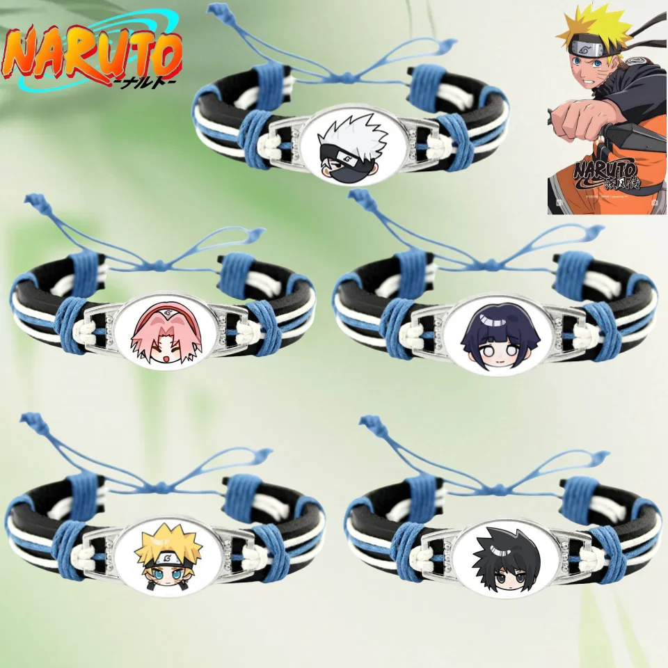 Anime Naruto Haruno Sakura Hatake Kakashi Uchiha Sasuke Hatake Kakashi Men and Women Cute Creative Cartoon Pattern Bracelet