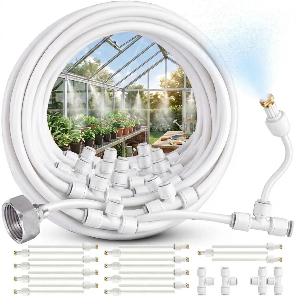 Flexible Rod Nozzle Misters for Outside Patio Cooling Misting System Perfect Setup for Pergola Garden Greenhouse Backyard Area