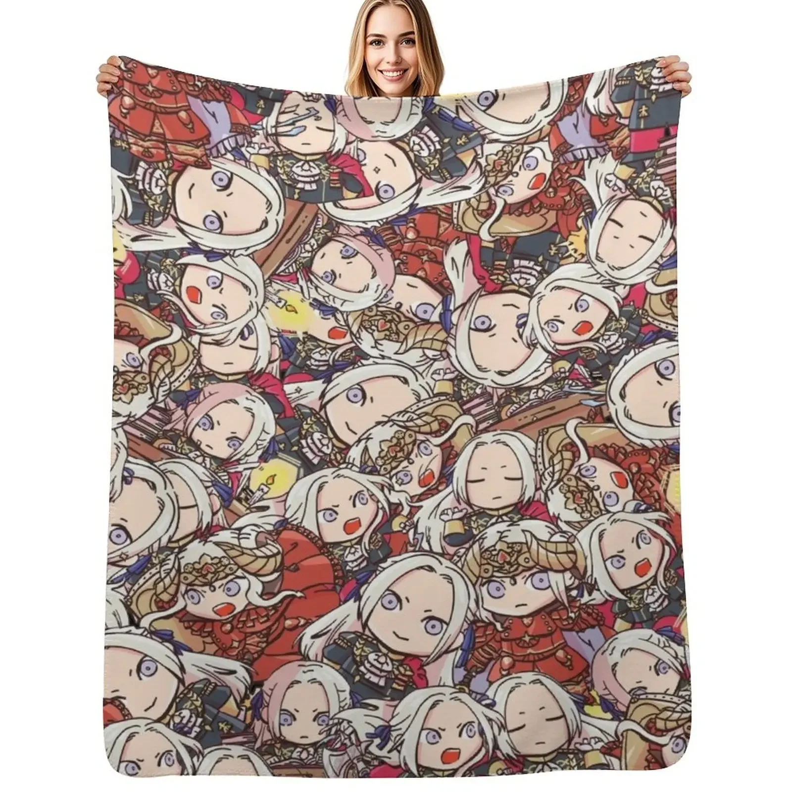 

Fire Emblem Three Houses: Chibi Edelgard Collage Throw Blanket Tourist Decorative Throw Furrys Summer Blanket