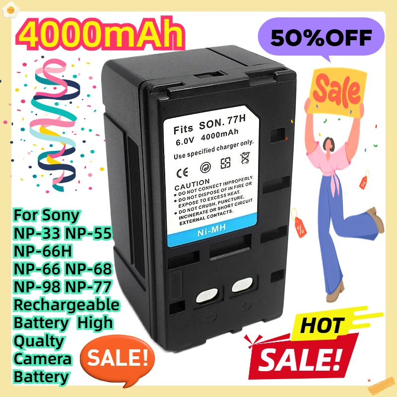 

For Sony NP-33 NP-55 NP-66H NP-66 NP-68 NP-98 NP-77 Rechargeable Battery High Qualty Camera Battery 6V /4000mAh
