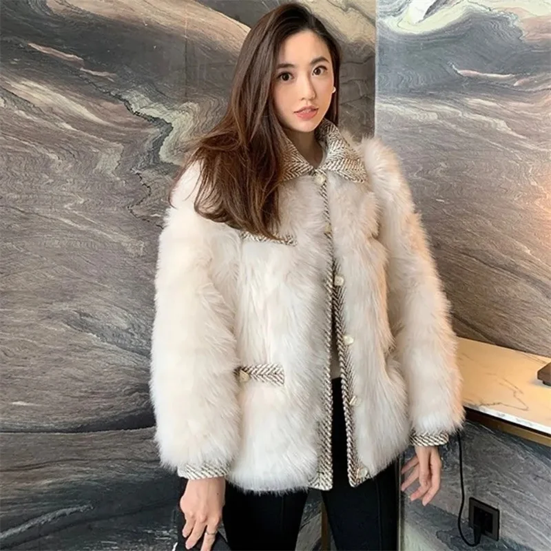 Automne hiver femme Patchwork fausse fourrure manteau 2025 femmes nouveau manches longues fourrure veste coréenne dames mode épaissir vêtements d'extérieur en peluche