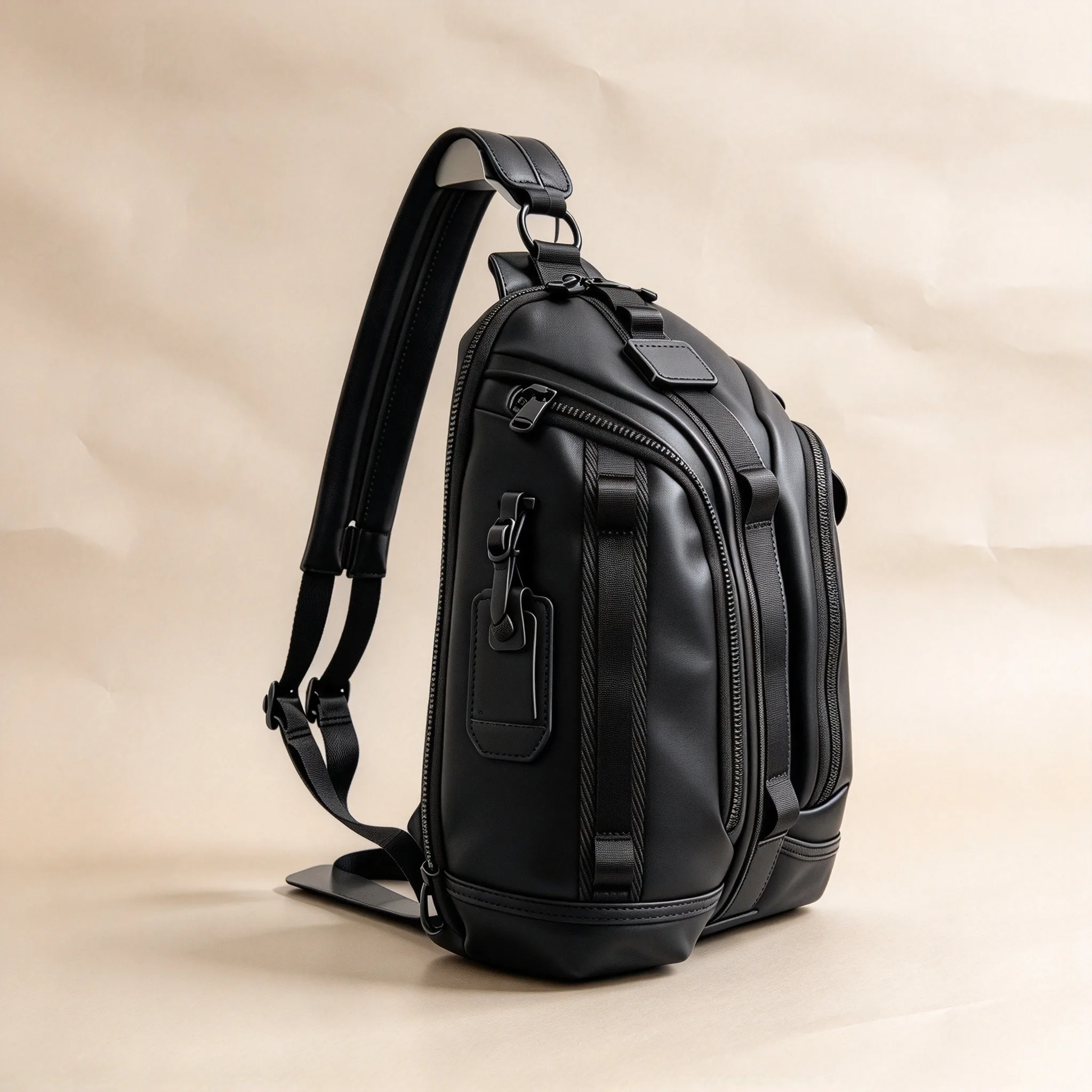 Business Casual Multi-functional Chest Bag for Men, Microfiber Leather Convertible Backpack