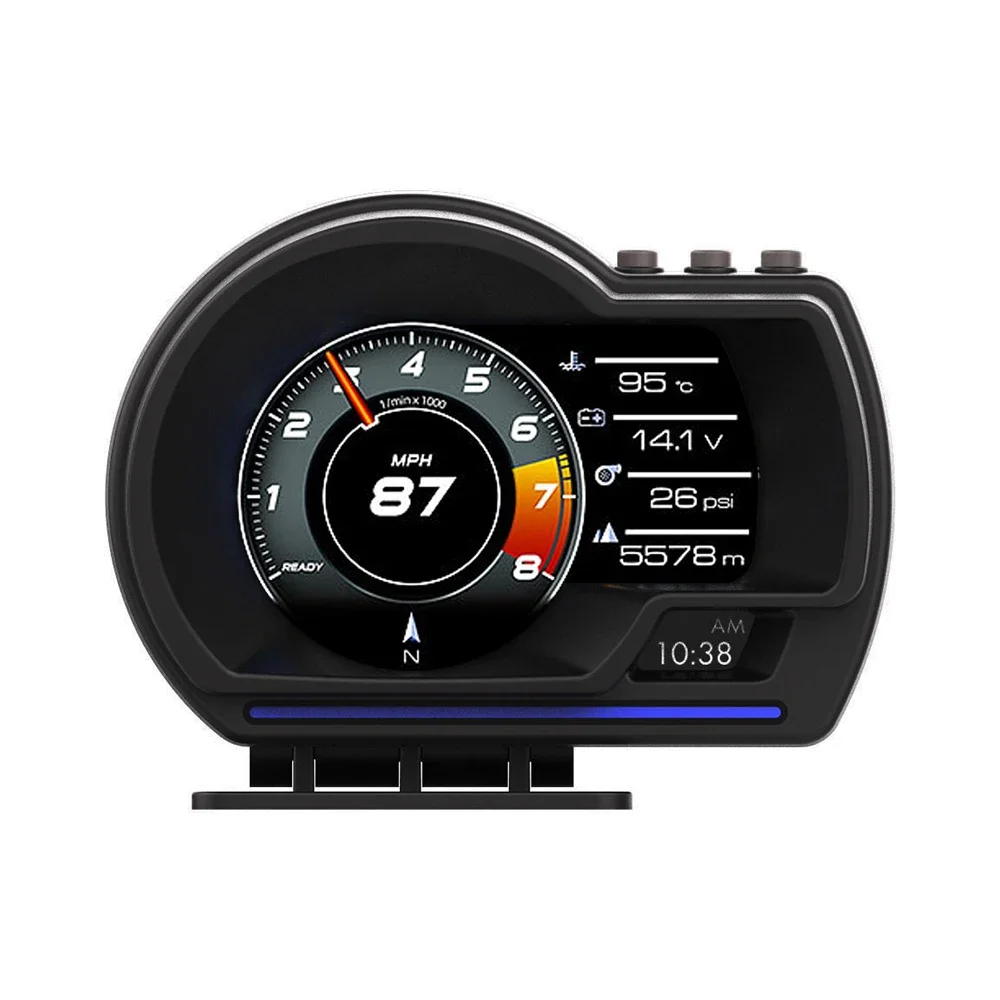 

OBD2 Car Head Up Display HUD P6 Smart Car Water & Oil temp Turbo RPM Gauge Digital Odometer Security Alarm Auto Meter