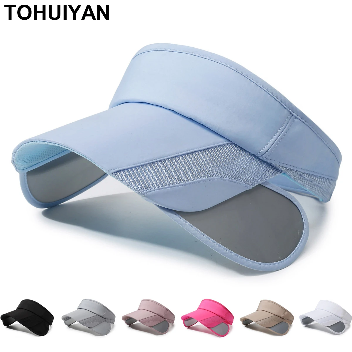 Breitkrempiger Sonnenschutz für Männer und Frauen - Outdoor-Sport Visor ohne Oberkappe Sommer UV-Schutz Sonnenhüte für Laufen Golf Tennis