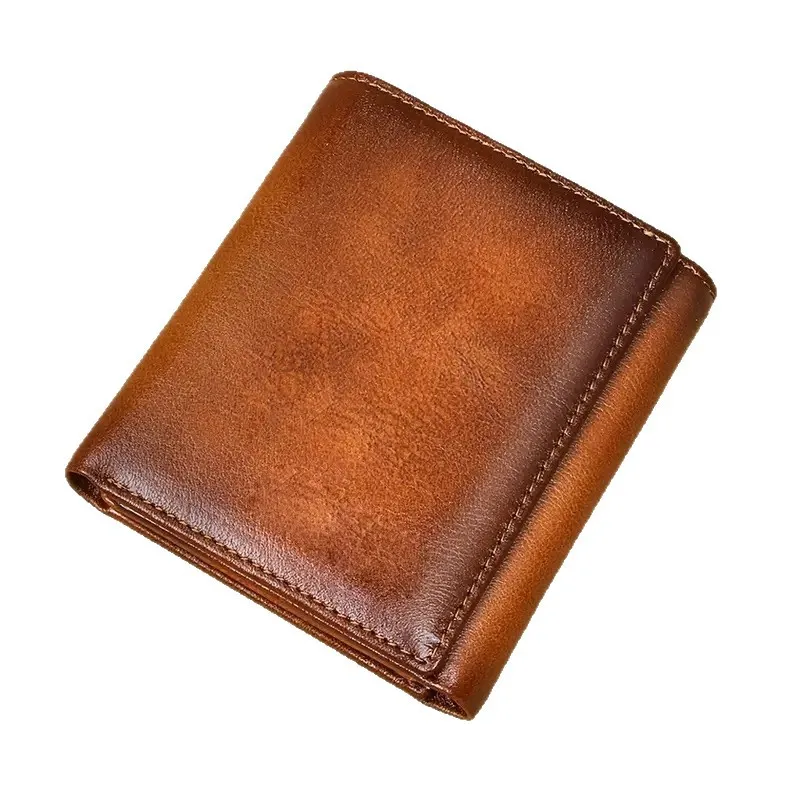 Hot Sales Men's Tri-Fold Business Wallet, Retro Portable Anti-Theft Microfiber High-Capacity Card Holder
