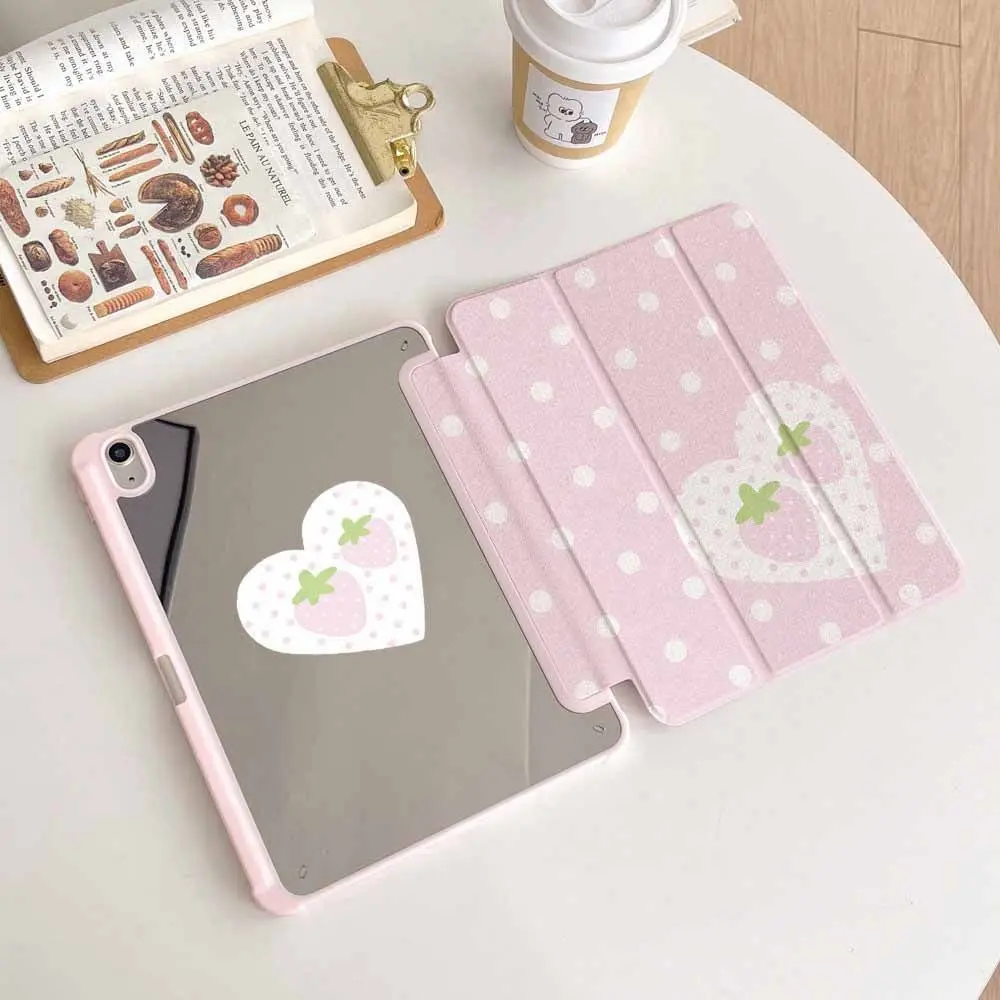 Kawaii Pink Rabbit Strawberry Polka Dots For iPad 11th A16 10 9 8 7 5 Pro 13 11 M5 M4 M3 M2 12.9'' Air  4 3 2 1 Mini 7 6 Cover