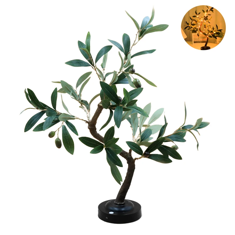 LED Tafelblad Boomlamp Batterij Fairy Tree Nachtverlichting met verwijderbare basis voor Feest Huwelijkscadeau Camping Zomer Nachtkastje Decor