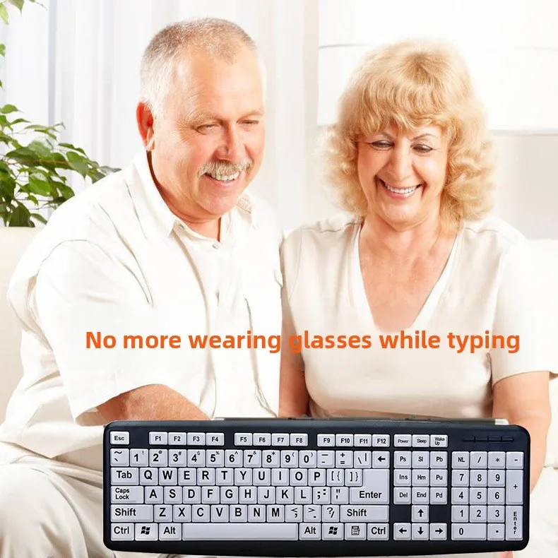 

Проводная клавиатура с большим персонажем, настольный компьютер, ноутбук, студенческая бесшумная большая клавиатура для пожилых людей