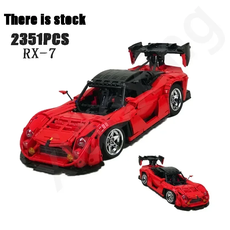 Famous Designer New MOC-22346 Red Supercar Oversized Rear Wings Big Wings Building Block Model Sports Car Kids Birthday Toy Gift