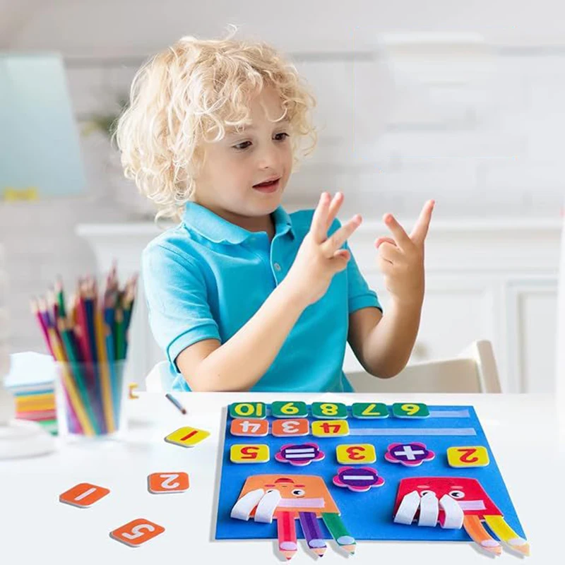 Numéros de doigts en feutre, jouet mathématique, jouets Montessori pour tout-petits, comptage, éducation précoce, jeu d'apprentissage pour enfants, Intelligence TMZ
