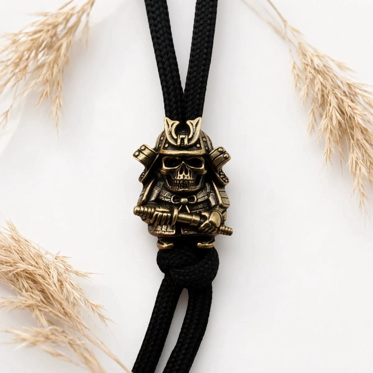 Japenese Skull Samurai Brass Knife Bead EDC DIY Paracord Woven Bracelets Lanyard Pendant Accessories Outdoor Tool Hangings Charm