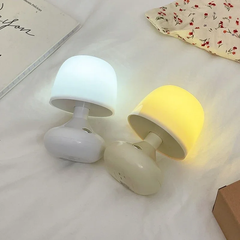 Mini LED Mushroom Portable Battery Night Lights For Bedroom Eye Protection Warm Lamp Bedside Bedroom Lamp Decor Desk Lamp