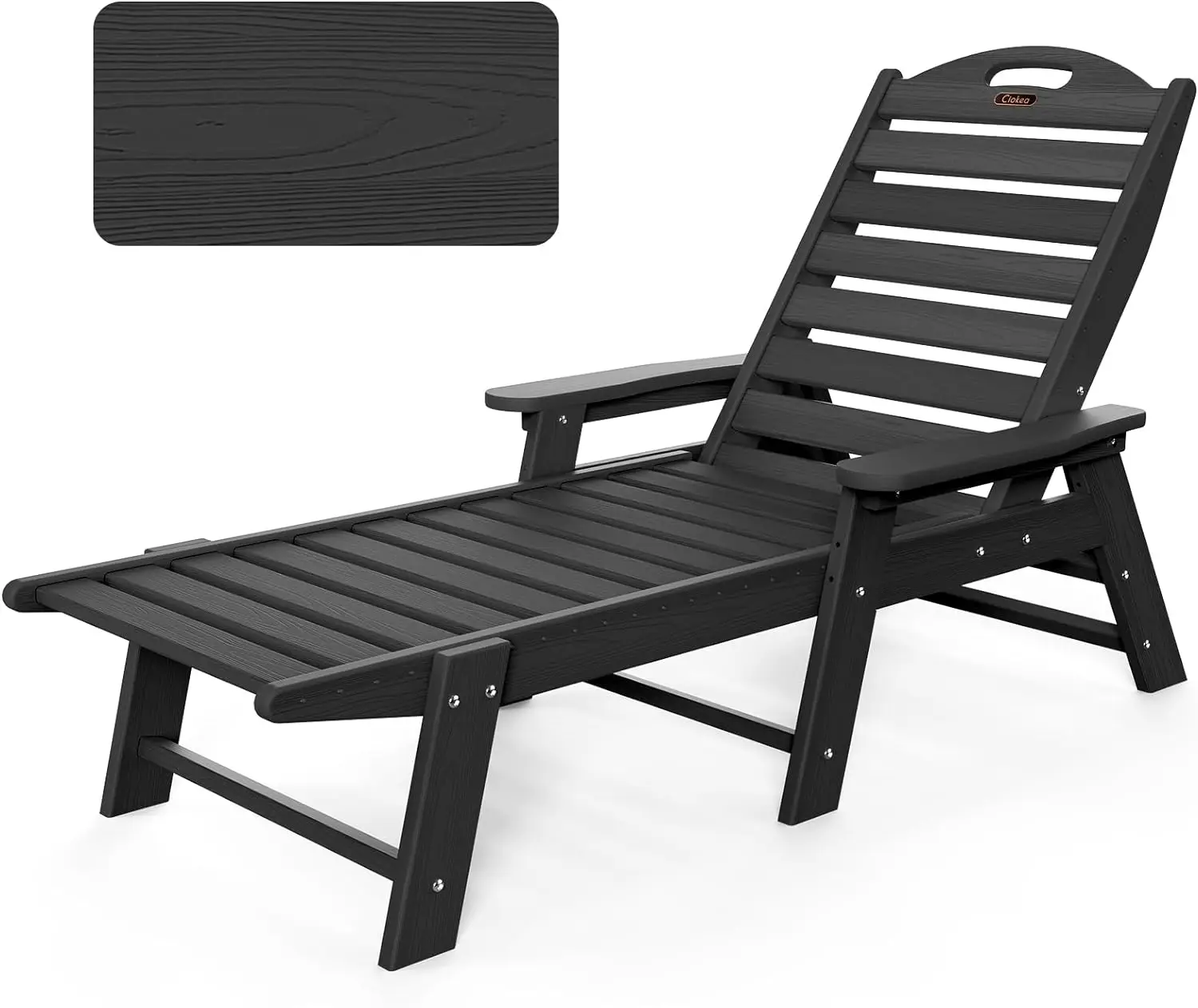 

Chaise Lounge Chair Outdoor with Wood Texture, Adjustable 5-Position Chaise Lounge Outdoor, Patio Chair for Poolside