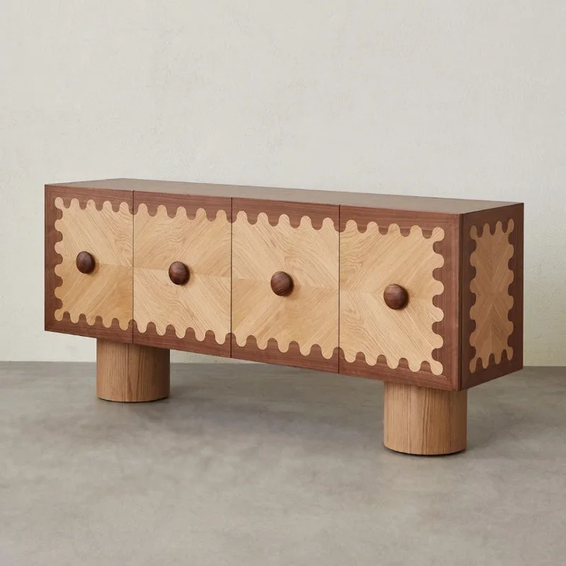 Nordic style solid wood creative retro bedside table home modern TV cabinet living room storage
