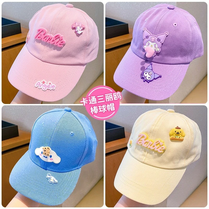 

New Sanrio Baseball Hat Kuromi Cinnamoroll Melody 3D Sunscreen Hat Summer Big Brim Sunshade Peaked Caps Kids Solid Color Visors