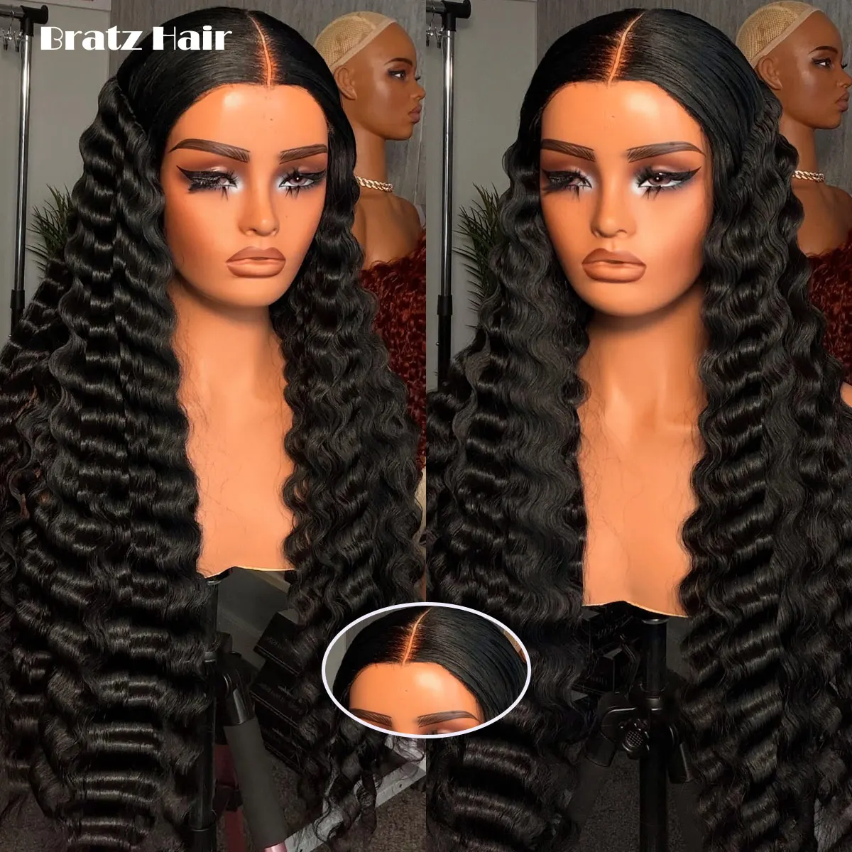 

Beginner-Friendly Waer and Go Gluless Wig 100% Human Hair 13x6 13x4 HD Lace Front Deep Wave Wigs Drawstring Glueless Lace Wigs