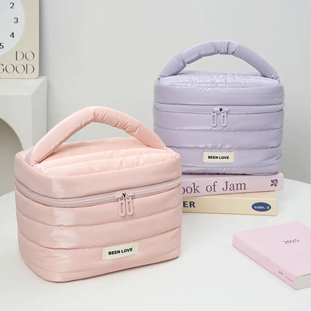 

Large Capacity Handheld Makeup Bag Shock Resistance Square Travel Toilery Bag Waterproof Soft Cosmetics Storage Bag Toilet