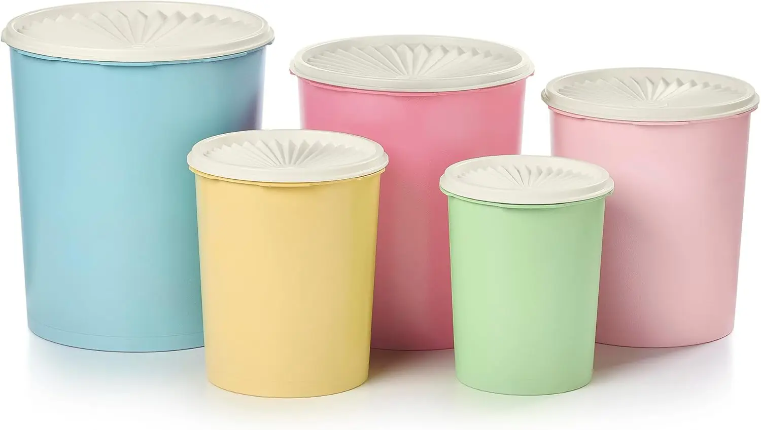 Heritage Collection 10 Piece Nested Canister Set in Vintage Colors - Dishwasher Safe & BPA Free - (5 Containers + 5 Lids)