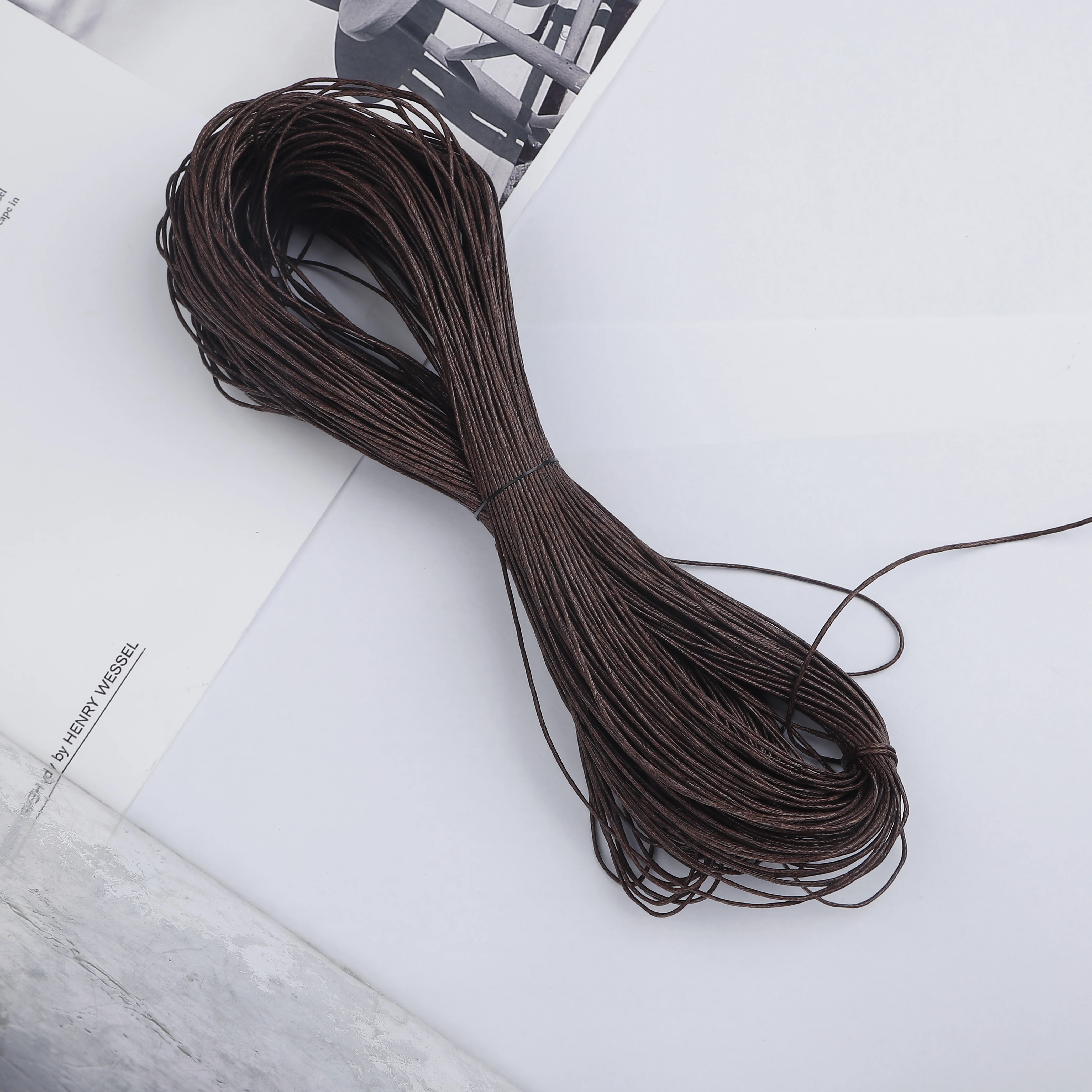 Hot Waxed Cotton Cord 1mm 60m/lot Brown Color Jewelry Cord String Thread Jewelry Accessories Findings for DIY Fashion Bracelet