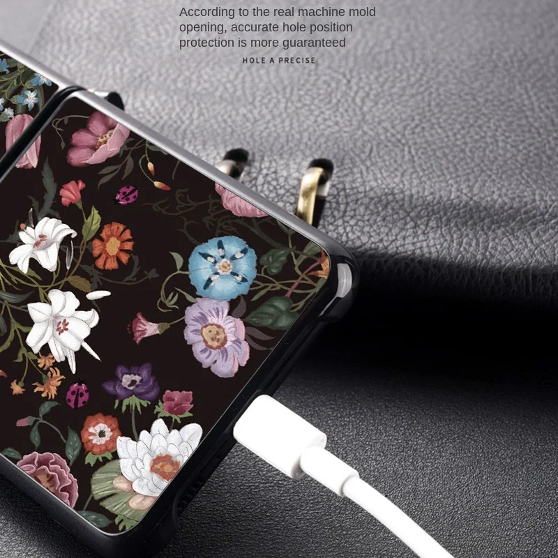 Foundation Retro Cute Flower Phone Case for Samsung Galaxy Z Flip 3 5G Painted Flower Cover Leather Rigid PC Case for Z Flip3