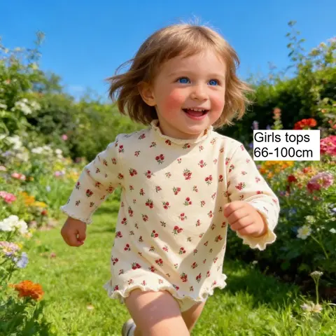 MiniAinis Autumn Winter Baby Wood Ear Edge Long Sleeve T-shirt Girls Cotton Ski Suit Girl Underlay Versatile Top Kids Clothes