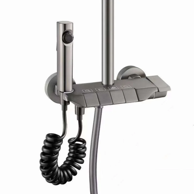 ชุดฝักบัวเรนชาวเวอร์แบบติดผนัง 4 ฟังก์ชั่น รุ่นยอดนิยม พร้อมหัวฝักบัวทรงสี่เหลี่ยมและหัวฉีดแบบมือถือ