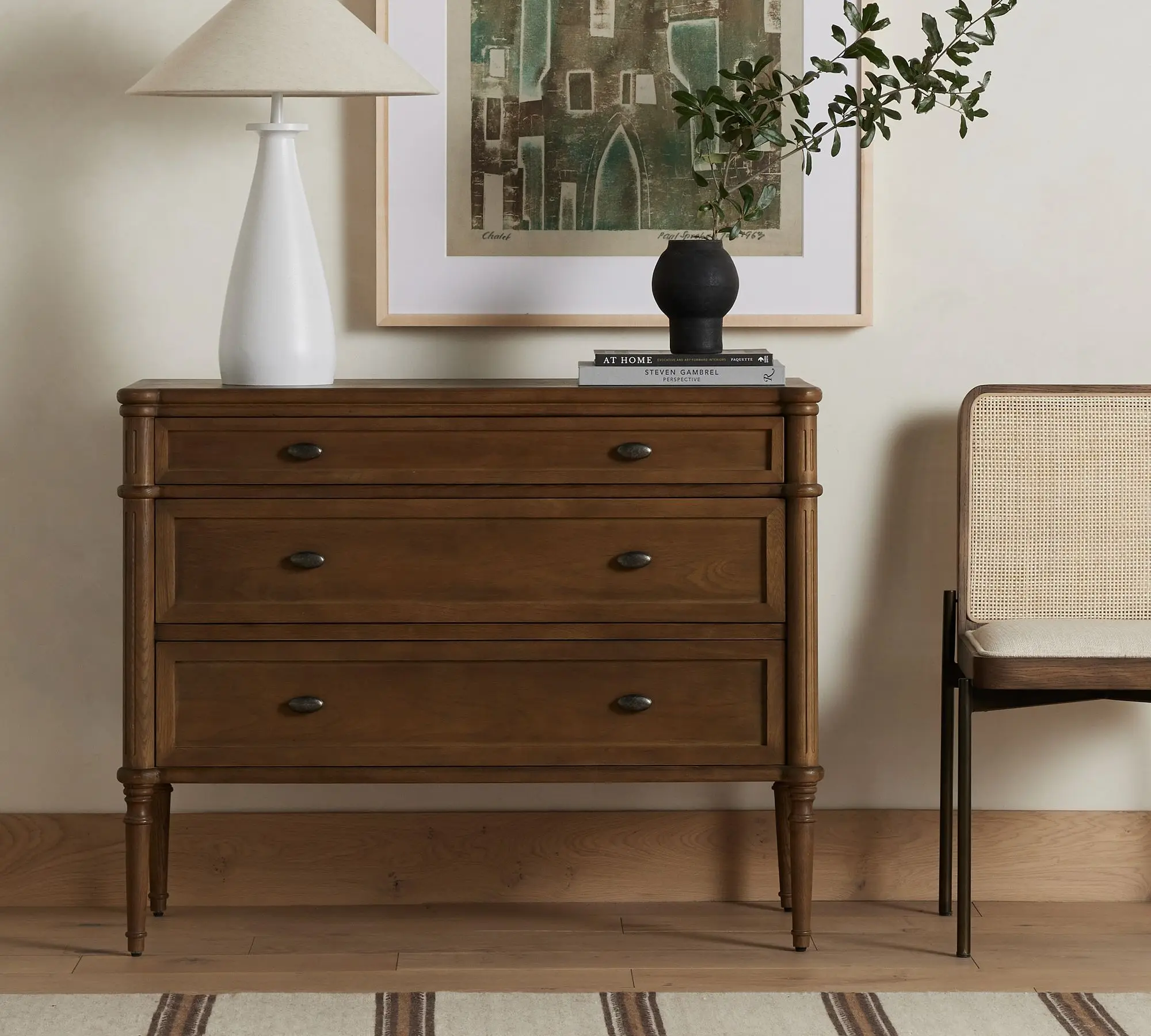 #American Vintage Solid Wood Three-drawer Cabinet, Mid-century Style, Customizable From the Manufacturer