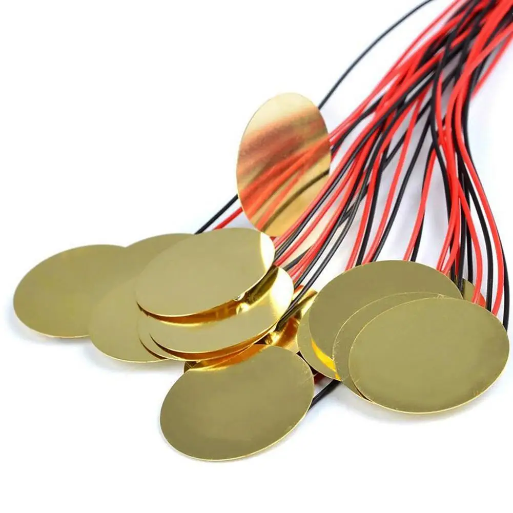 15PCS Piezo Pickup 35mm Pre-wired Piezo Elements Buzzer Sounder Sensor Trigger Drum Disc with 10\