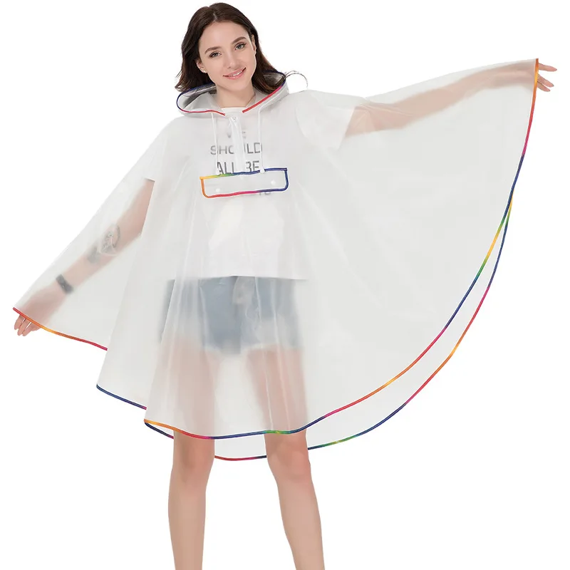 Womens Cycling Bike Raincoat Rain Cape Poncho Hooded Rain Coat Mobility Scooter Cover Lightweight Compact Reusable for Adults