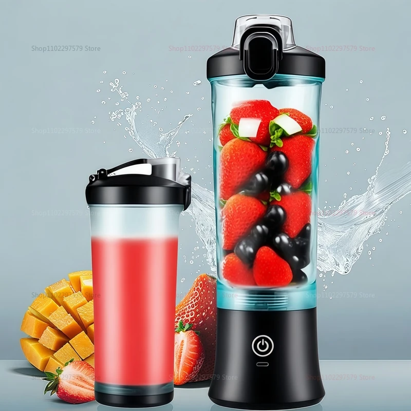 عصارة كهربائية منزلية قابلة لإعادة الشحن بمنفذ USB سعة 600 مل، خلاط فواكه محمول احترافي، خلاط صغير لعصير عصير عصير العصير