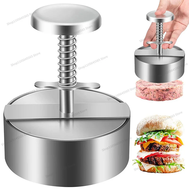 For Stainless Steel Adjustable Hamburger Meat Press with Non Stick Powder Mold