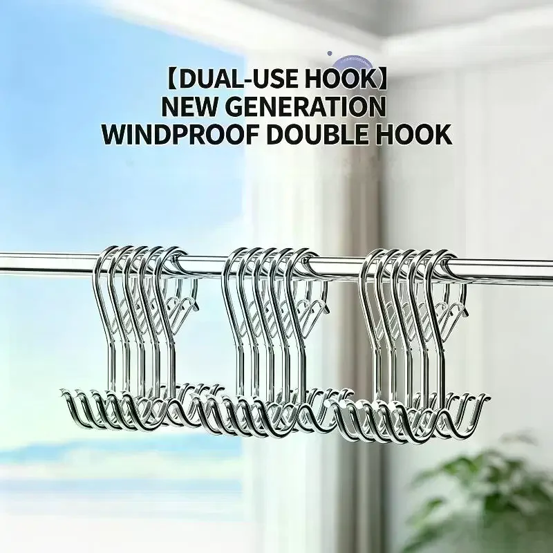1/5/10Pcs Double Hooks Heavy-duty Metal Safety Buckle Hanging Kitchen Utensils Clothes Towels Shoes