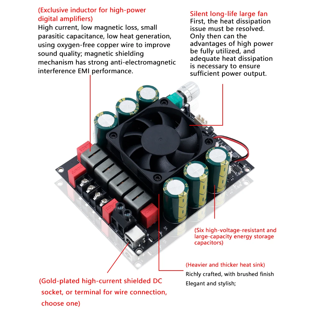 TPA3255 1200W Papan Amplifier Daya Digital ZK-6002 Pure Post-Stage 18–50V DC Input Dual Channel 2×600W Tanpa Mode Bridge