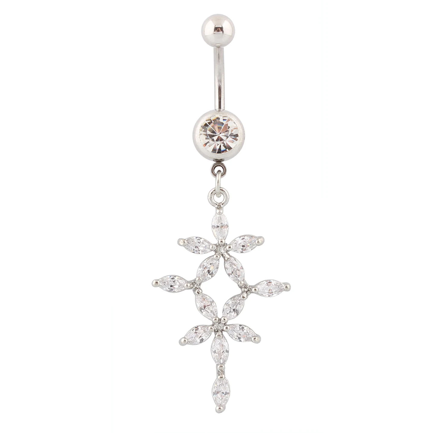 AAA+Horse Eye Zirconia Flower 14G316 Stainless Steel Navel Nail Navel Ring Spicy Girl Decoration Navel Accessories