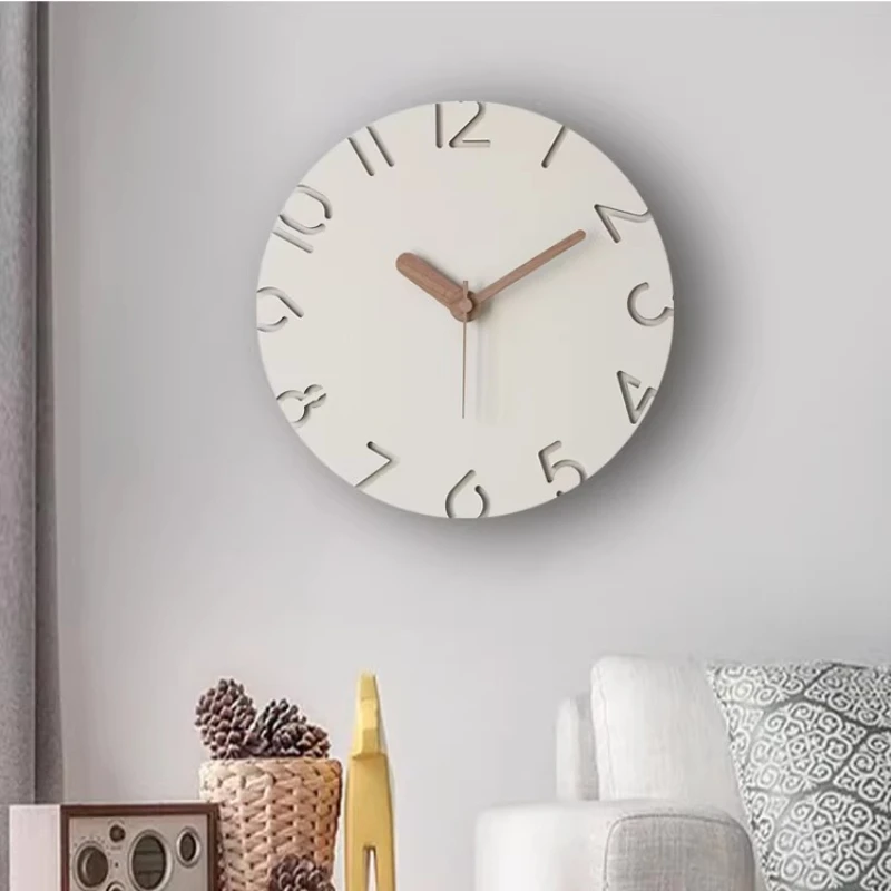 Modern Wooden Wall Clock Round Living Room Silent Wall Clock Electronic Interior Design Relogio De Parede Bedroom Decoration