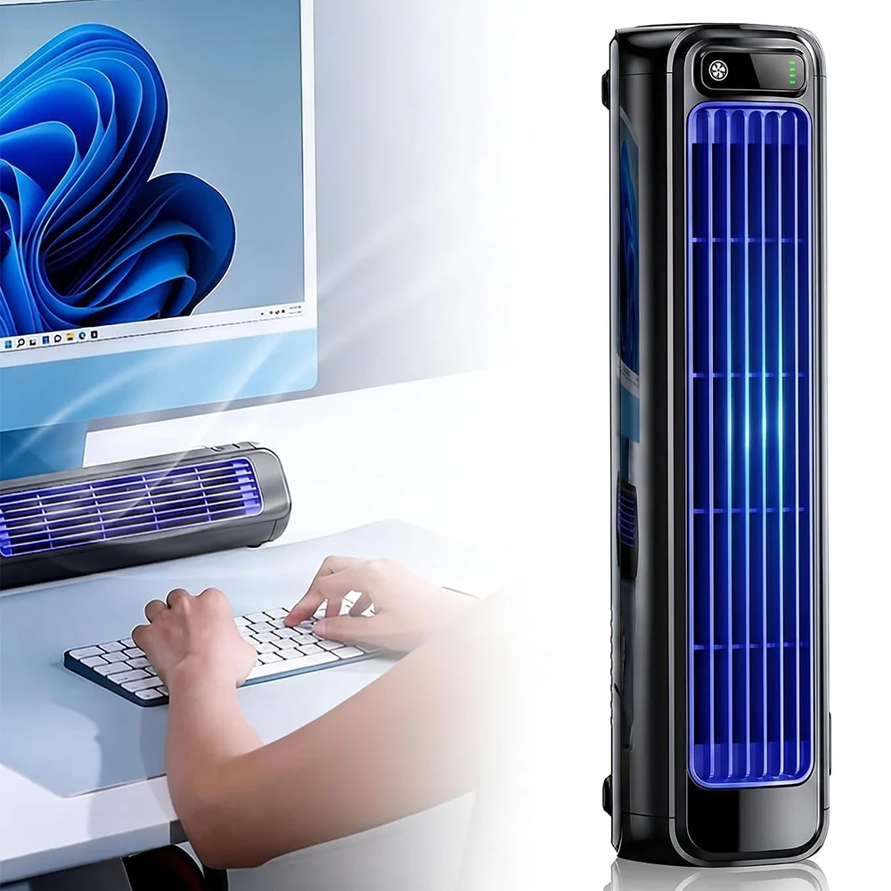Rechargeable Wall Mount Fan Portable Air Conditioner Fan Silent for Home Kitchen Bedroom No Drilling Summer Desktop Cooling Fan