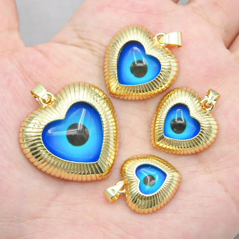 

10Pcs Islam Pendant Evil Point Religious Turkish Eye Gift Her Gold Color Copper Approx 27.9x33.7mm Jewelry For Women