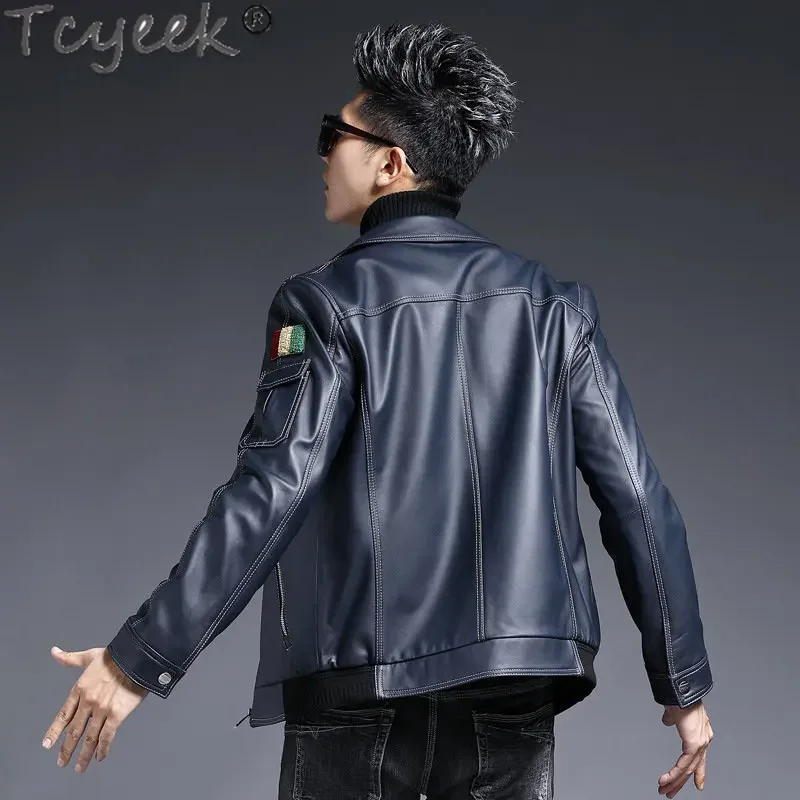 Tcyeek Spring Autumn Real Sheepskin Coat for Men Casual Genuine Leather Motocycle Jackets Man Clothing Jaqueta Couro Masculina - Image 4
