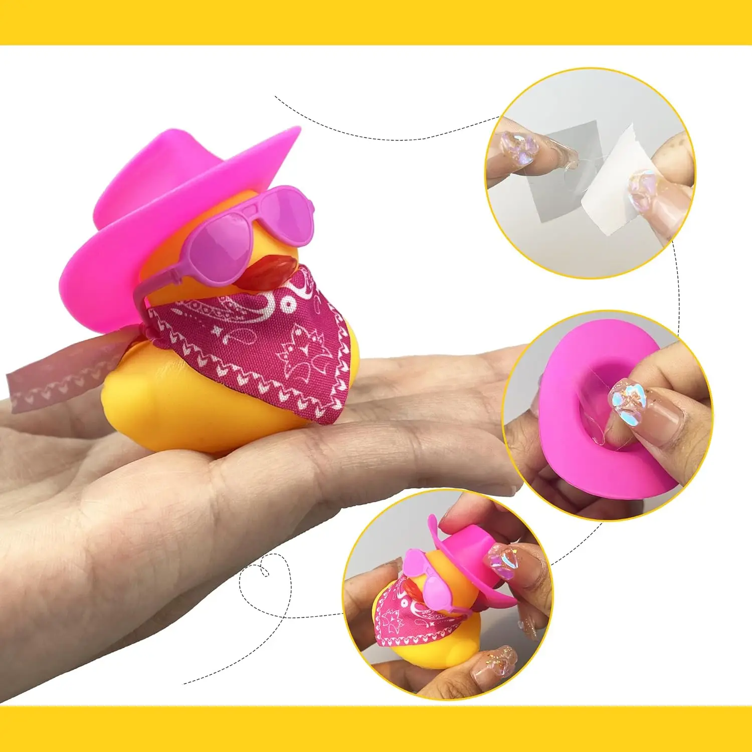 12 PCS Cowboy Duck with Hat and Sunglasses Mini Duckies Toys for Birthday Swimming Party Gift Favor