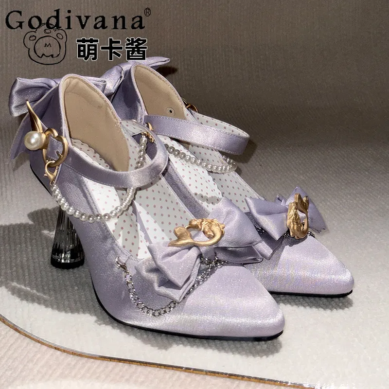 

Lolita Japanese Original Elegant Pointed Stiletto High Heels Evening Dress Wedding Shoes Temperament Versatile Women Lo Shoes