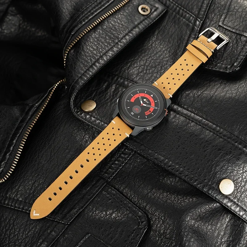 20 مللي متر 22 مللي متر لساعة سامسونج جالاكسي 7 6 5 4 40/44 مللي متر 6 كلاسيك 5Pro الفرقة تصميم جديد حزام ساعة جلد خمر حزام ساعة مسامية