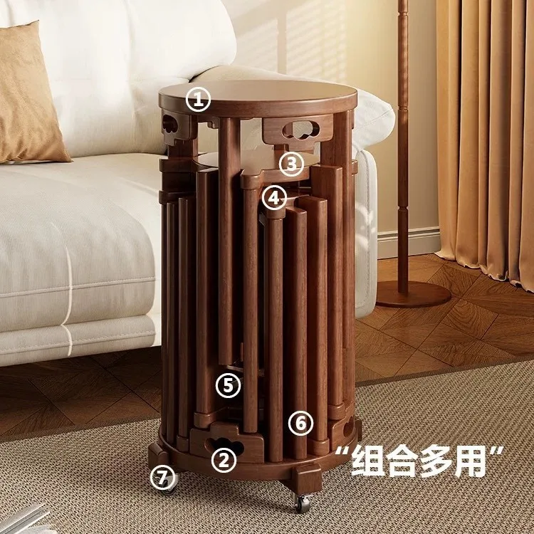 Solid wood can be stacked modern household round dining table stool new Chinese stacked stool chair sofa side few
